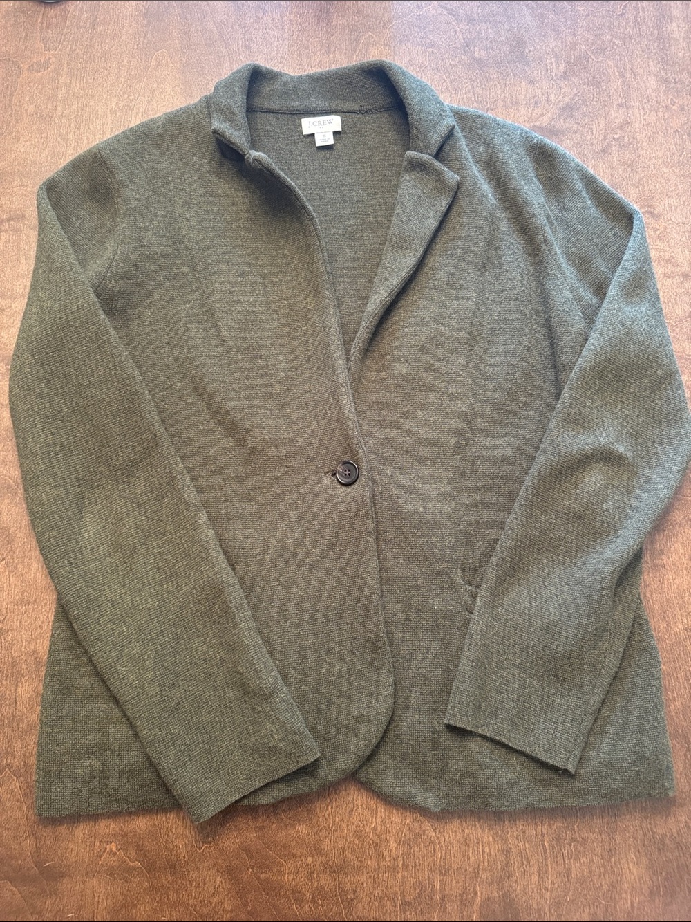 J. Crew Factory Olive Green Knit Single-Button Blazer - Picture 2 of 10